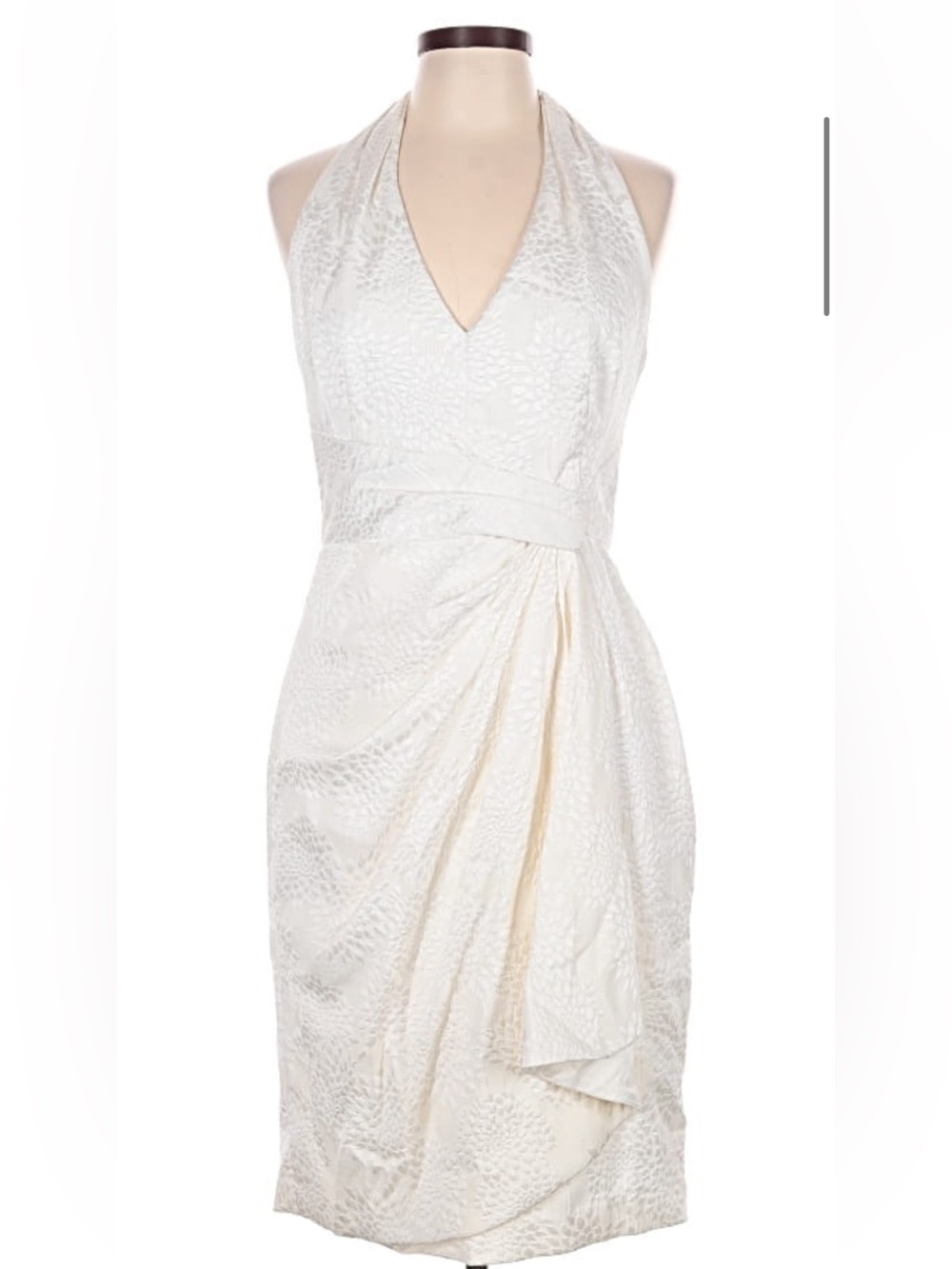 Maggy London White Floral Textured Halter Dress